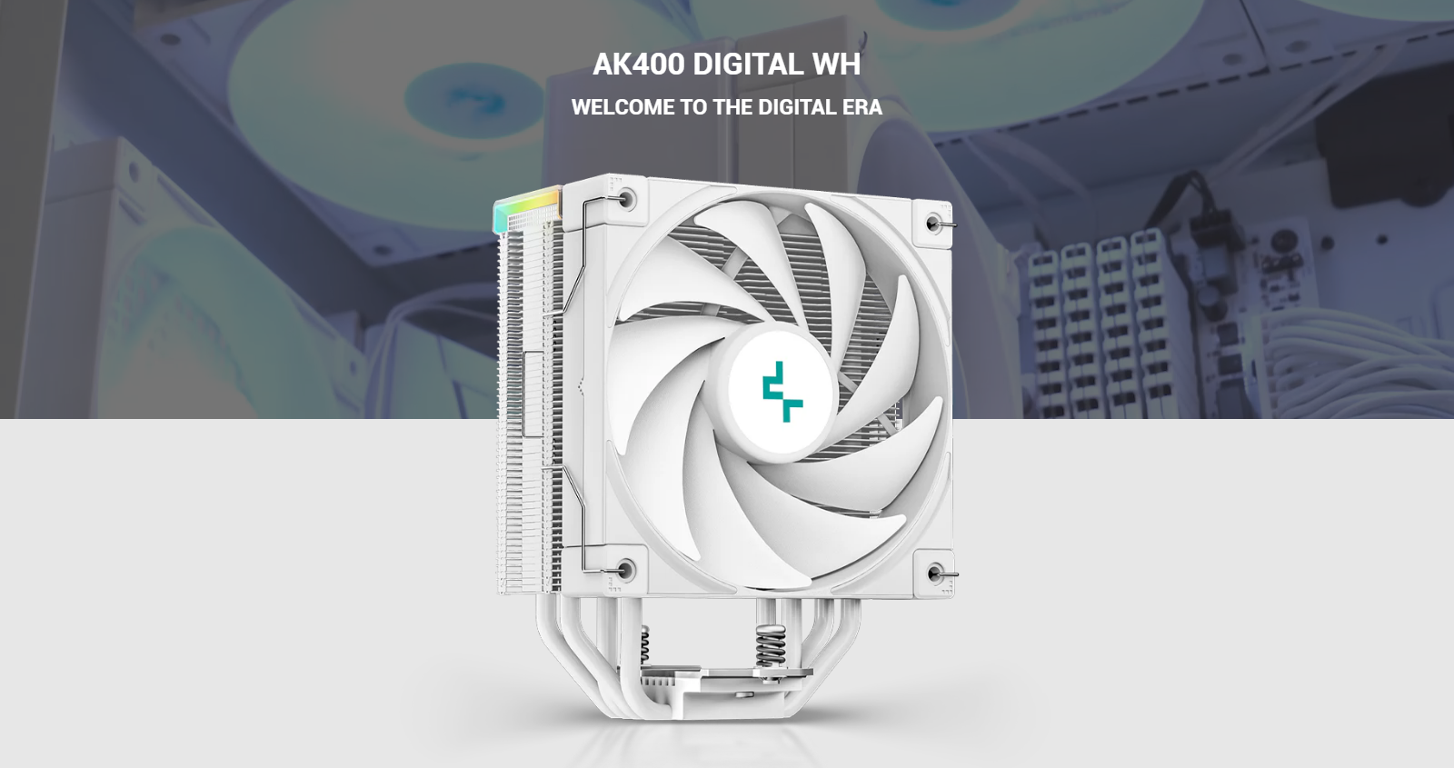 A large marketing image providing additional information about the product DeepCool AK400 Digital CPU Cooler - White - Additional alt info not provided